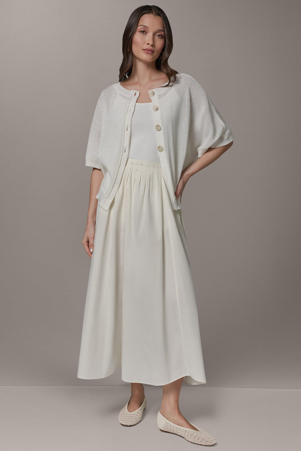 Donna Karan | SHORT SLEEVE EASY CARDIGAN