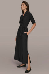Donna Karan | THE MODERN TRAVEL ELBOW-SLEEVE MIDI WRAP DRESS