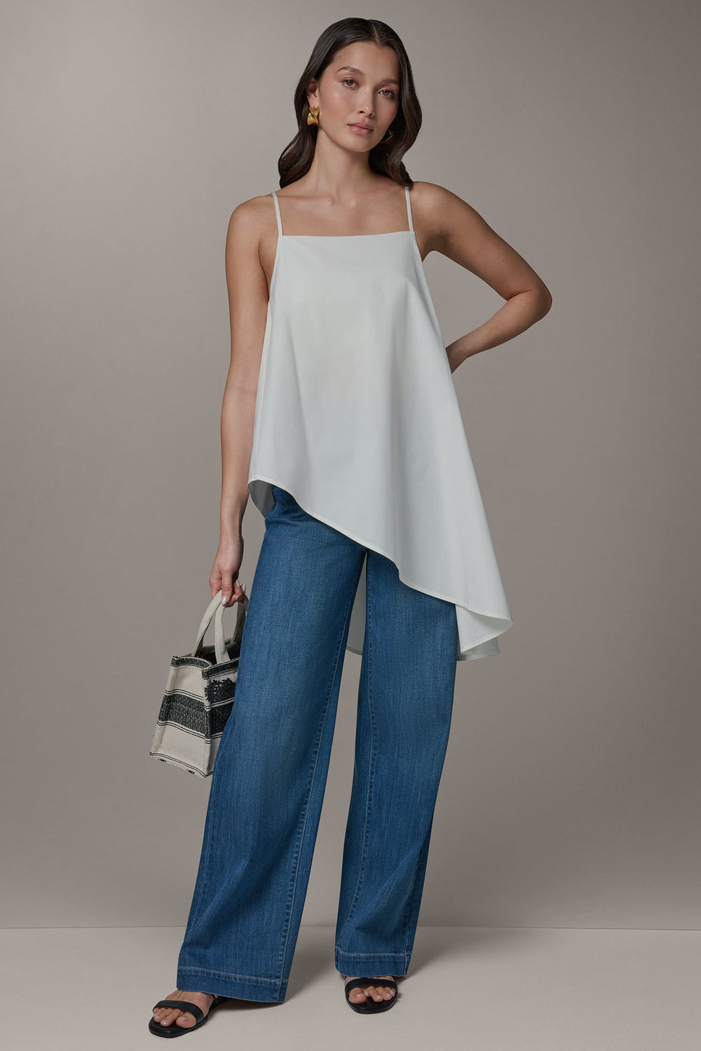 Donna Karan | SLEEVELESS ASYMMETRIC TIE BACK BLOUSE
