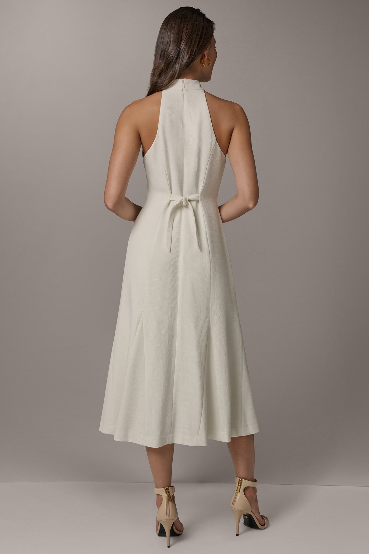 Donna Karan | SLEEVELESS CROSS-FRONT MIDI HALTER DRESS