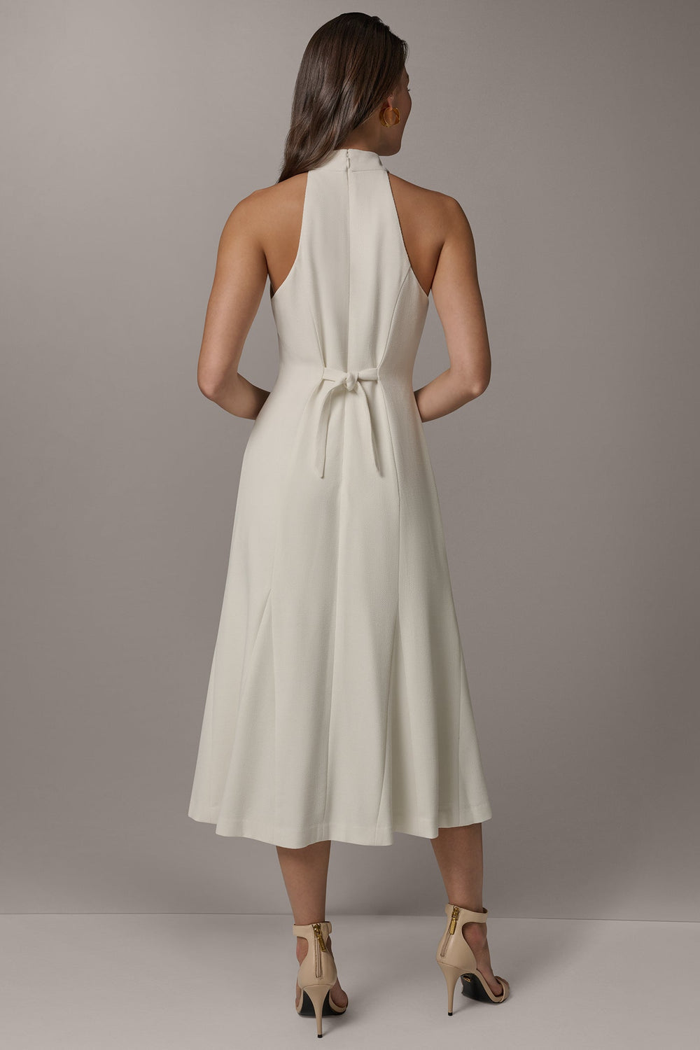 Donna Karan | SLEEVELESS CROSS-FRONT MIDI HALTER DRESS