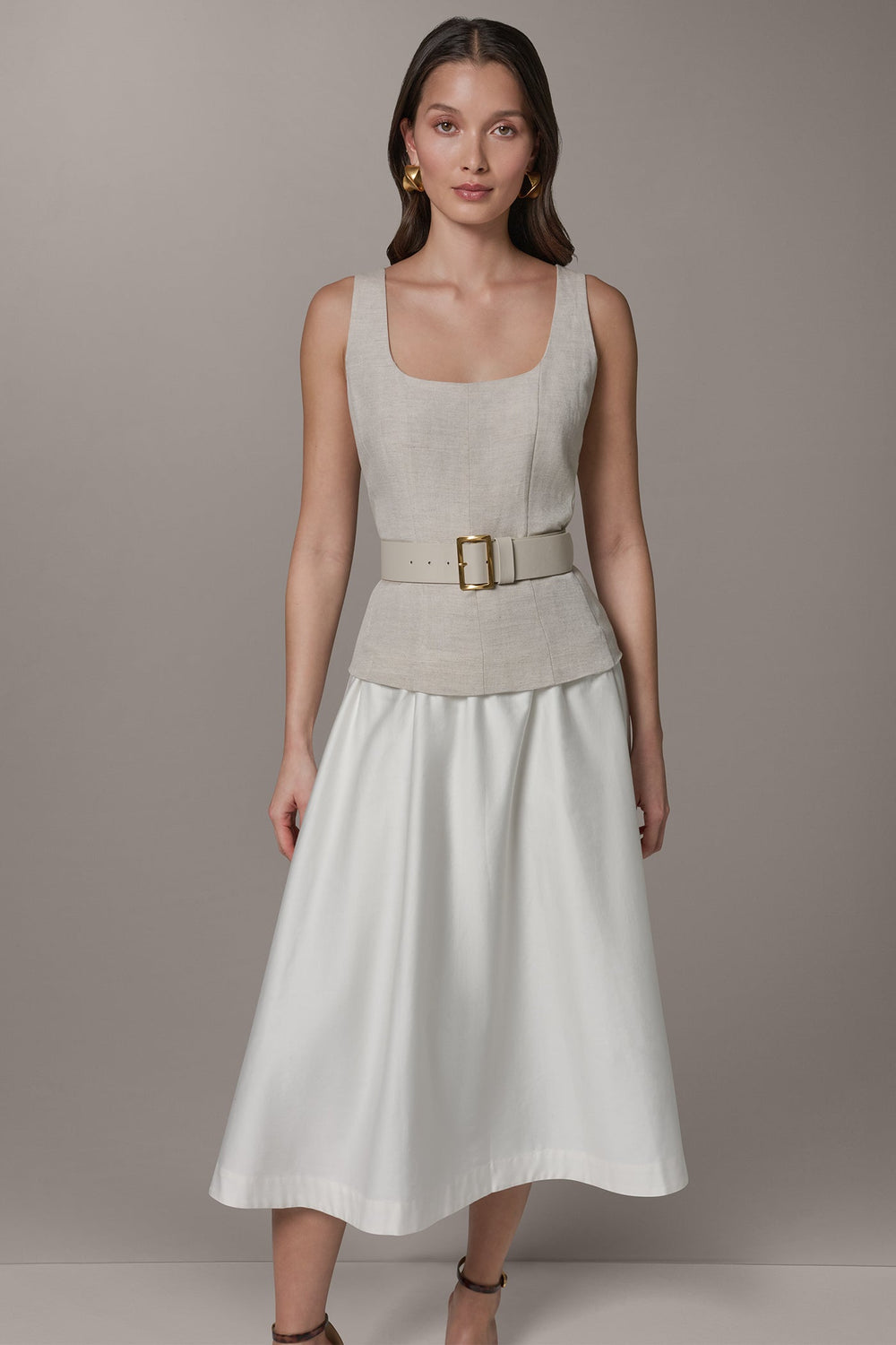 Donna Karan | SLEEVELESS MIDI FIT AND FLARE DRESS