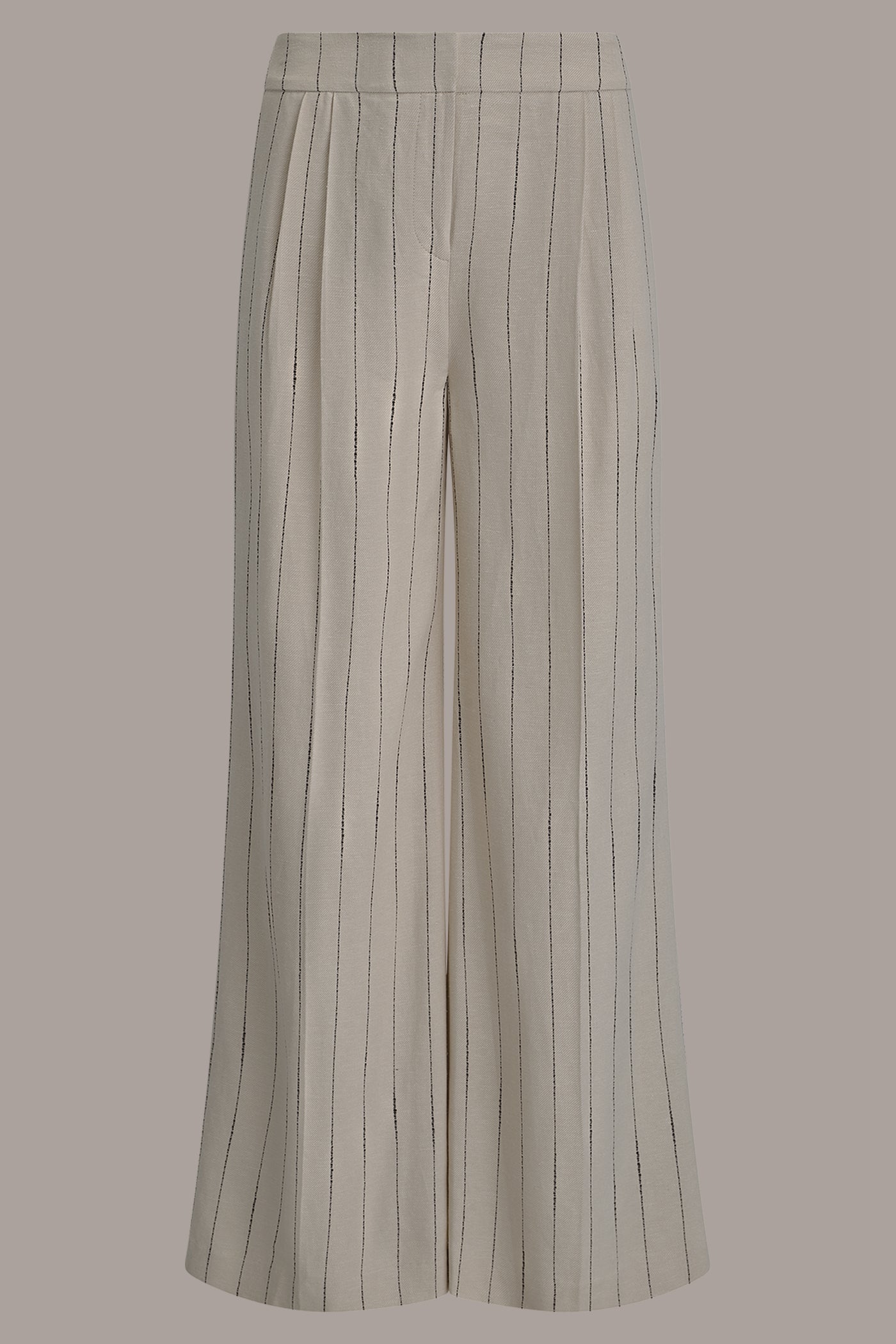 Donna Karan | MID-RISE PINSTRIPE PLEATED WIDE-LEG PANT