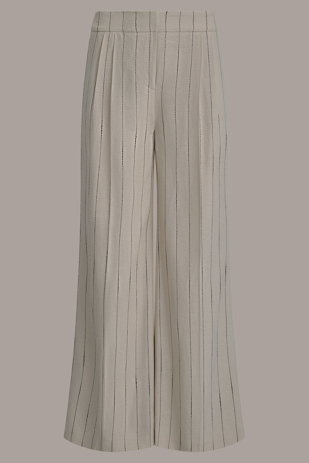 Donna Karan | MID-RISE PINSTRIPE PLEATED WIDE-LEG PANT