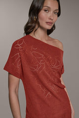 Donna Karan | SLEEVELESS ASYMMETRIC LASER CUT TOP