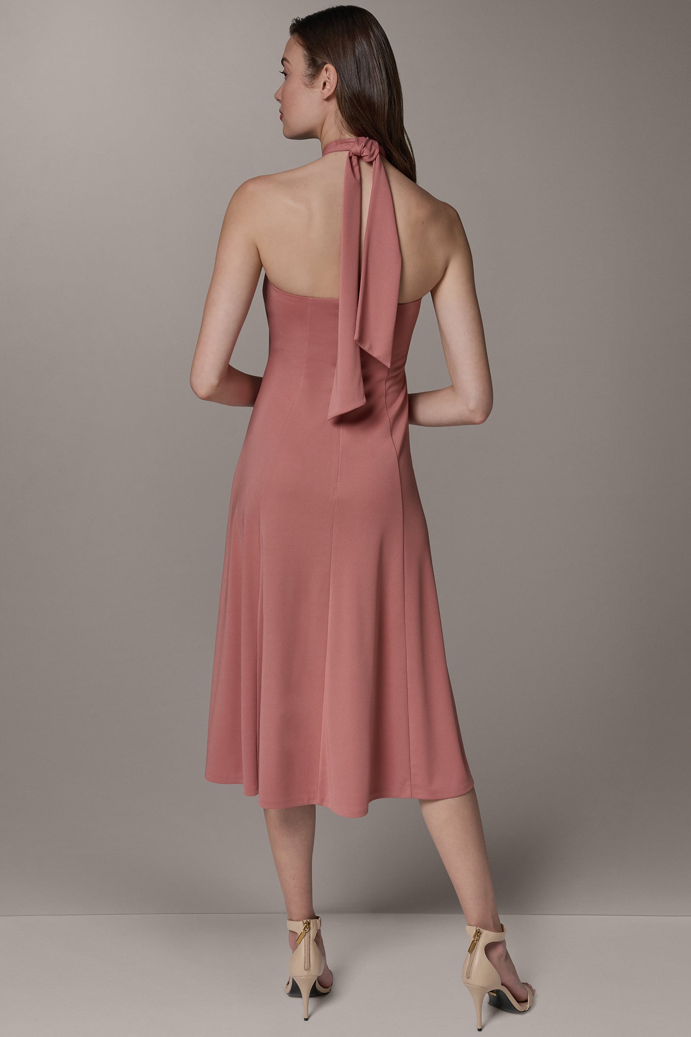 Donna Karan | SLEEVELESS MIDI A-LINE HALTER DRESS