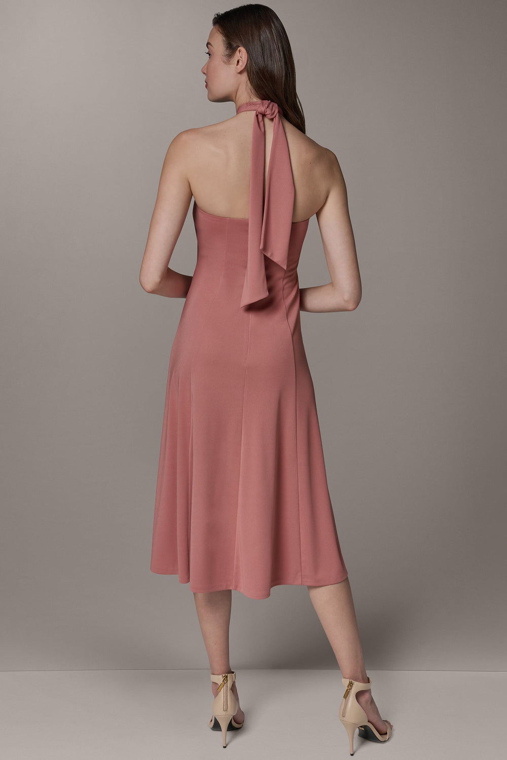 Donna Karan | SLEEVELESS MIDI A-LINE HALTER DRESS