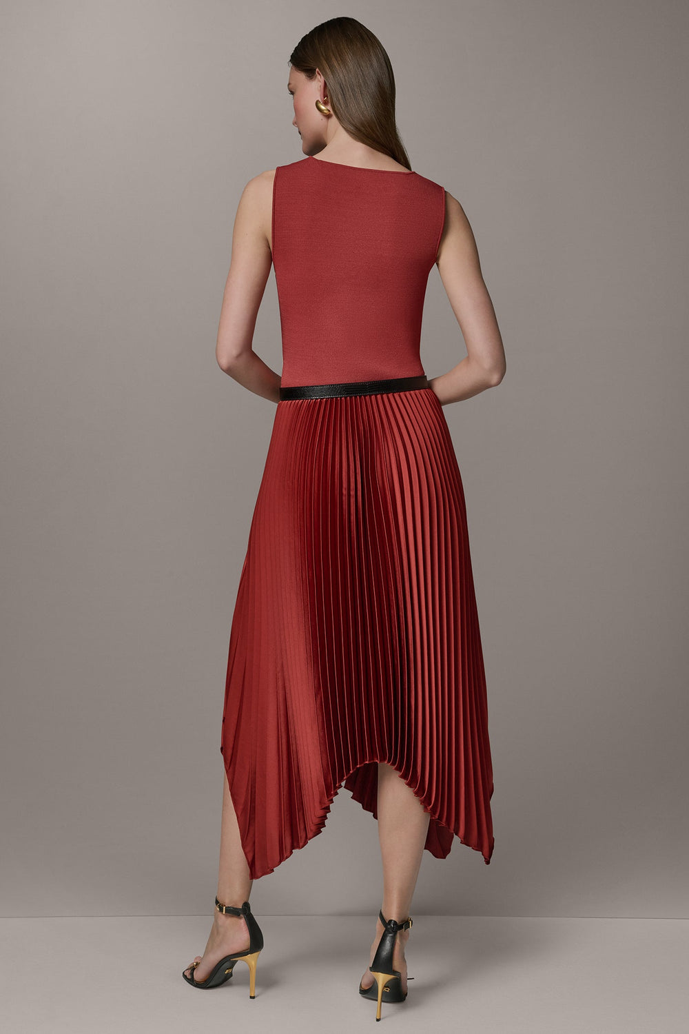 Donna Karan | SLEEVELESS MIDI MIXED MEDIA DRESS