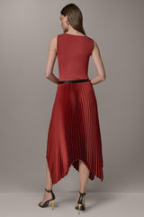 Donna Karan | SLEEVELESS MIDI MIXED MEDIA DRESS
