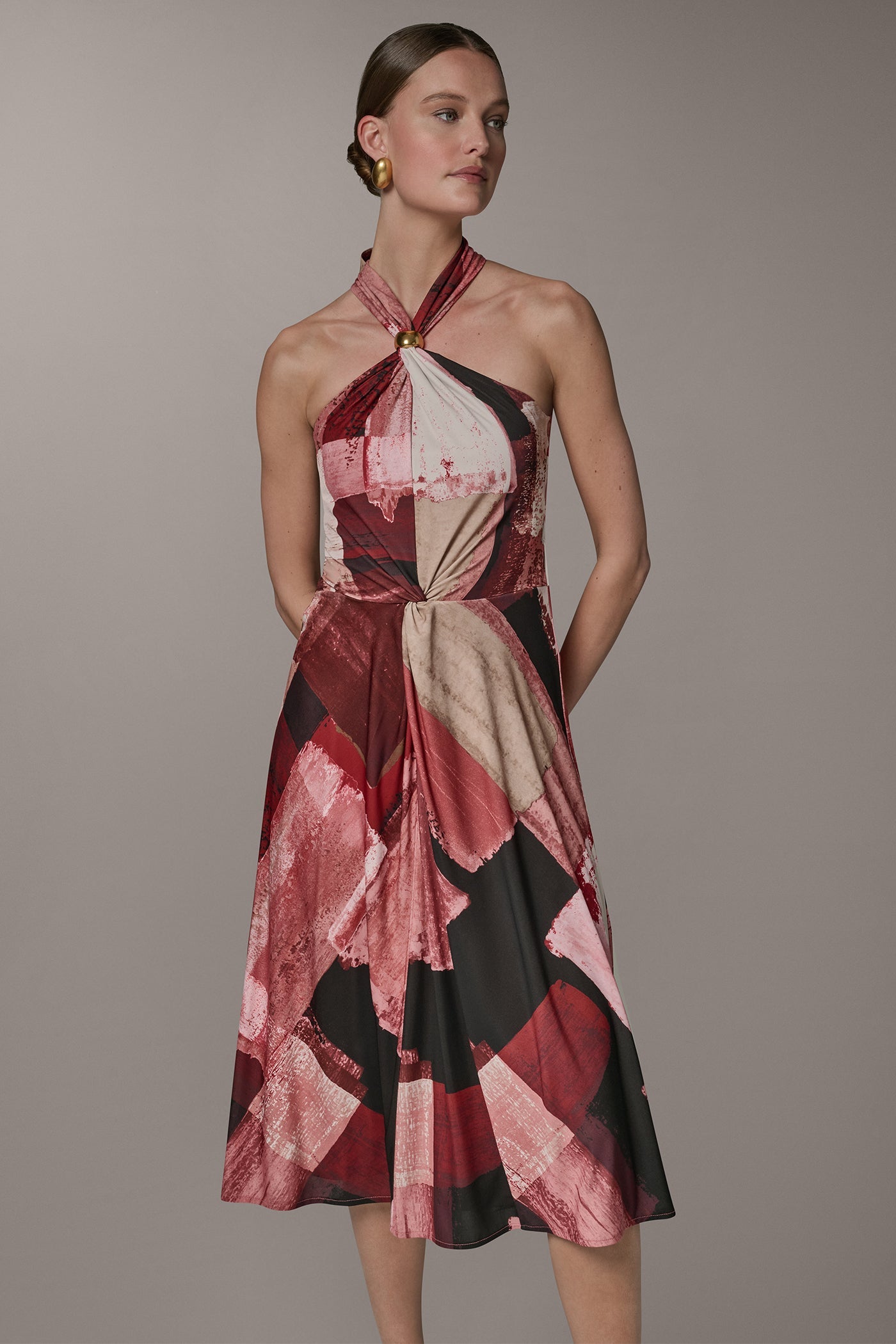 Donna Karan | SLEEVELESS MIDI HALTER DRESS
