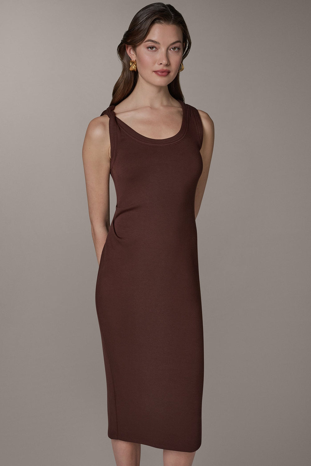 Donna Karan | SLEEVELESS TWIST MIDI DRESS