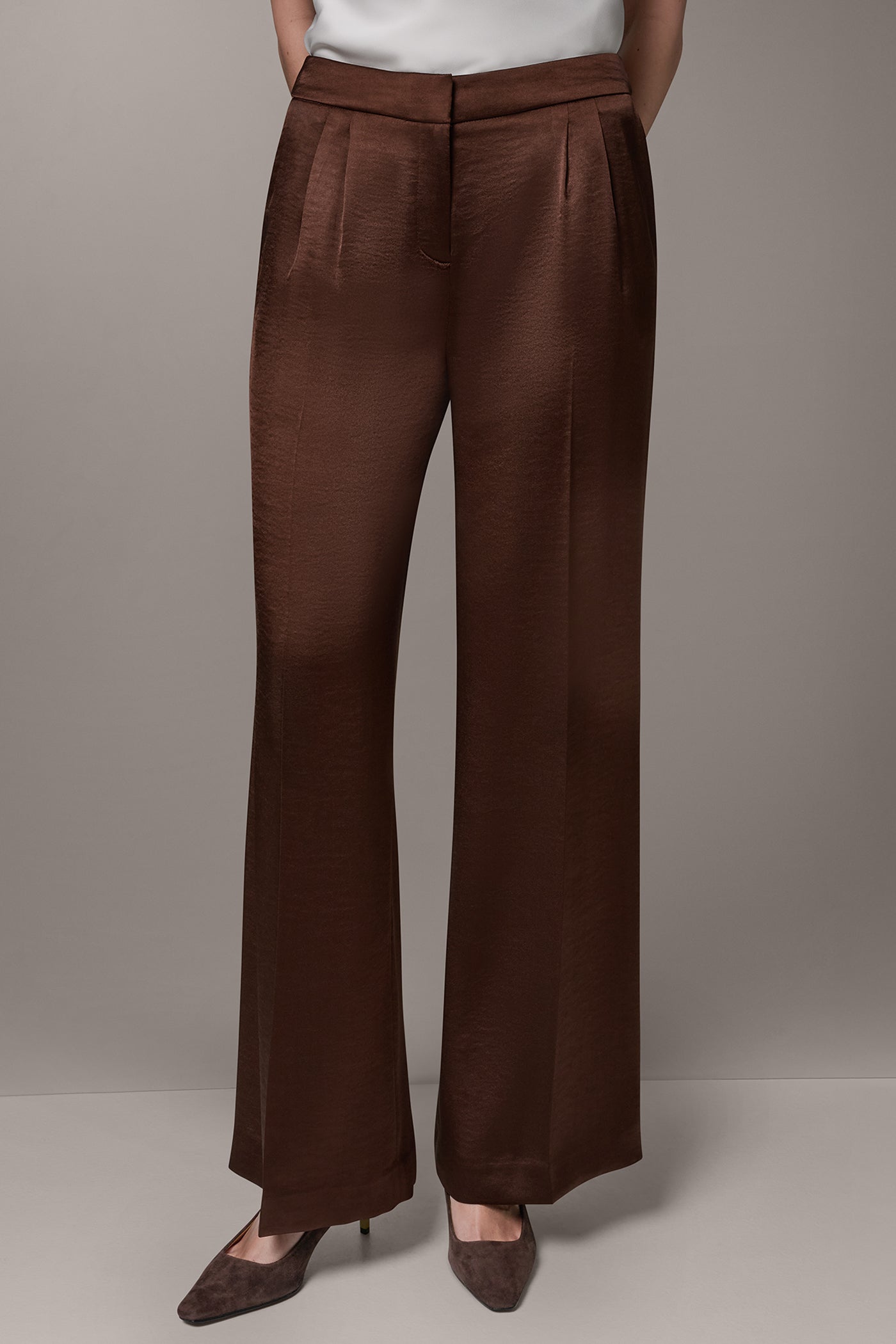 Donna Karan | MID-RISE PLEATED WIDE-LEG PANT