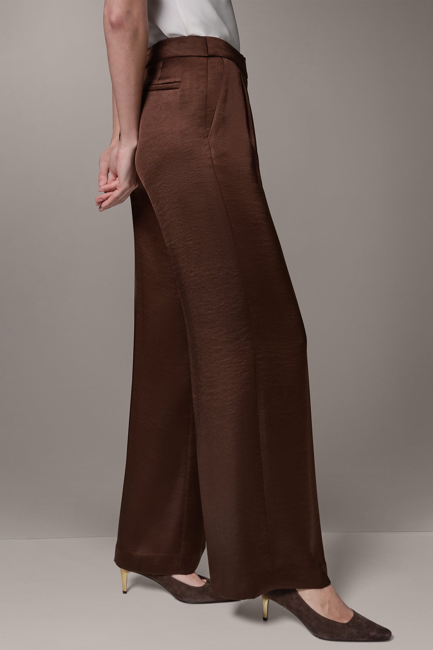 Donna Karan | MID-RISE PLEATED WIDE-LEG PANT