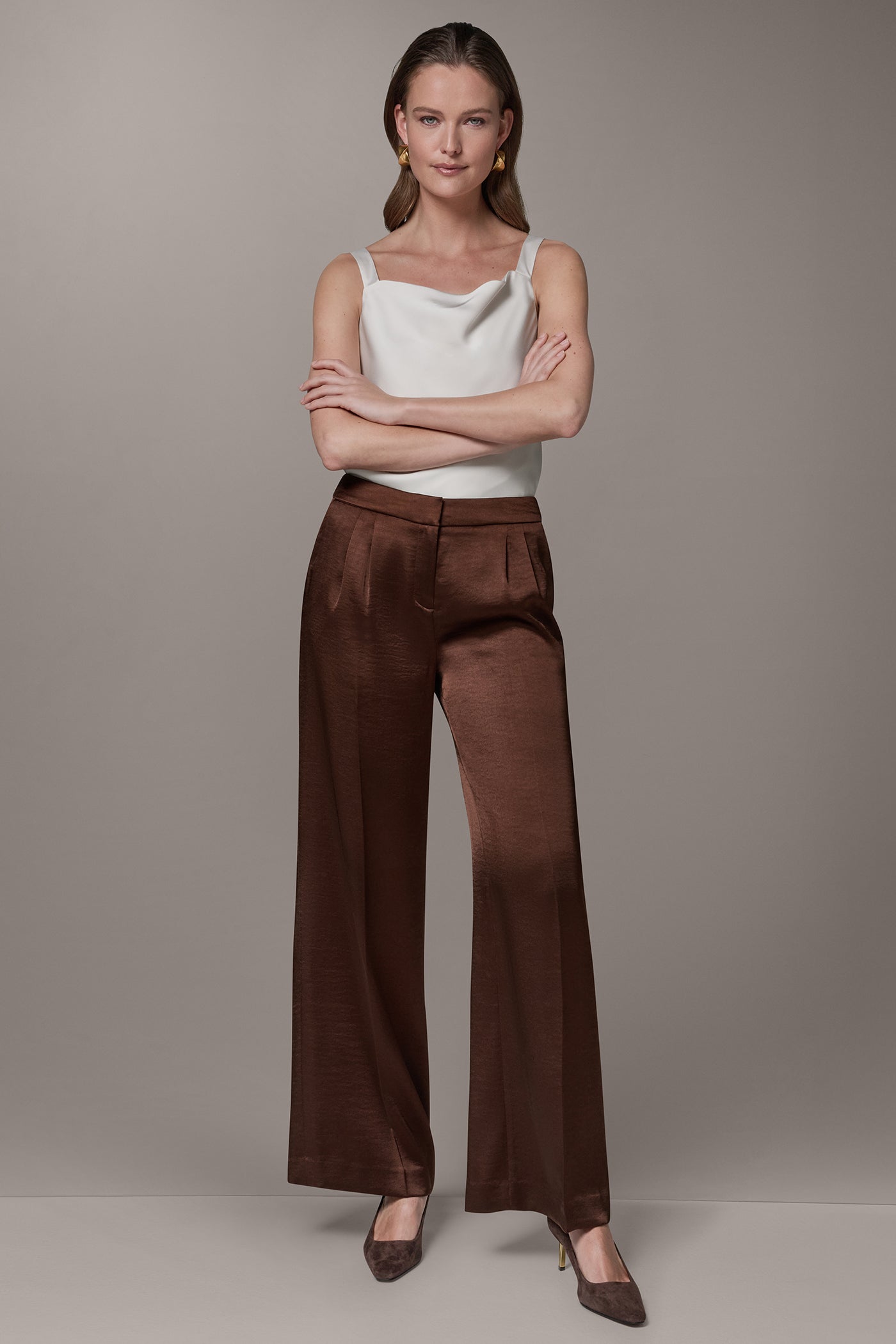 Donna Karan | MID-RISE PLEATED WIDE-LEG PANT