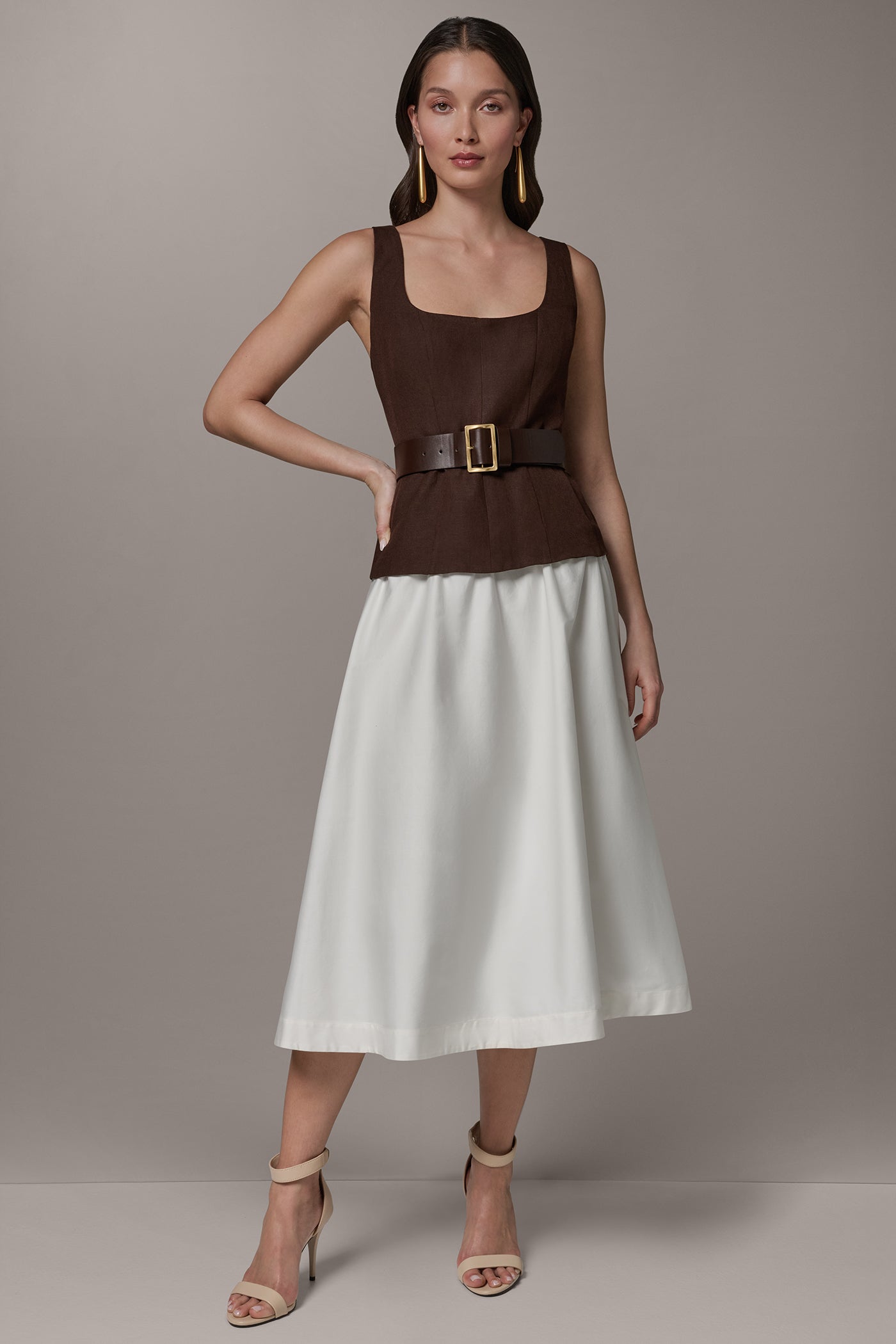 Donna Karan | SLEEVELESS MIDI FIT AND FLARE DRESS