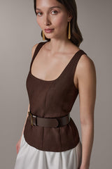 Donna Karan | SLEEVELESS MIDI FIT AND FLARE DRESS