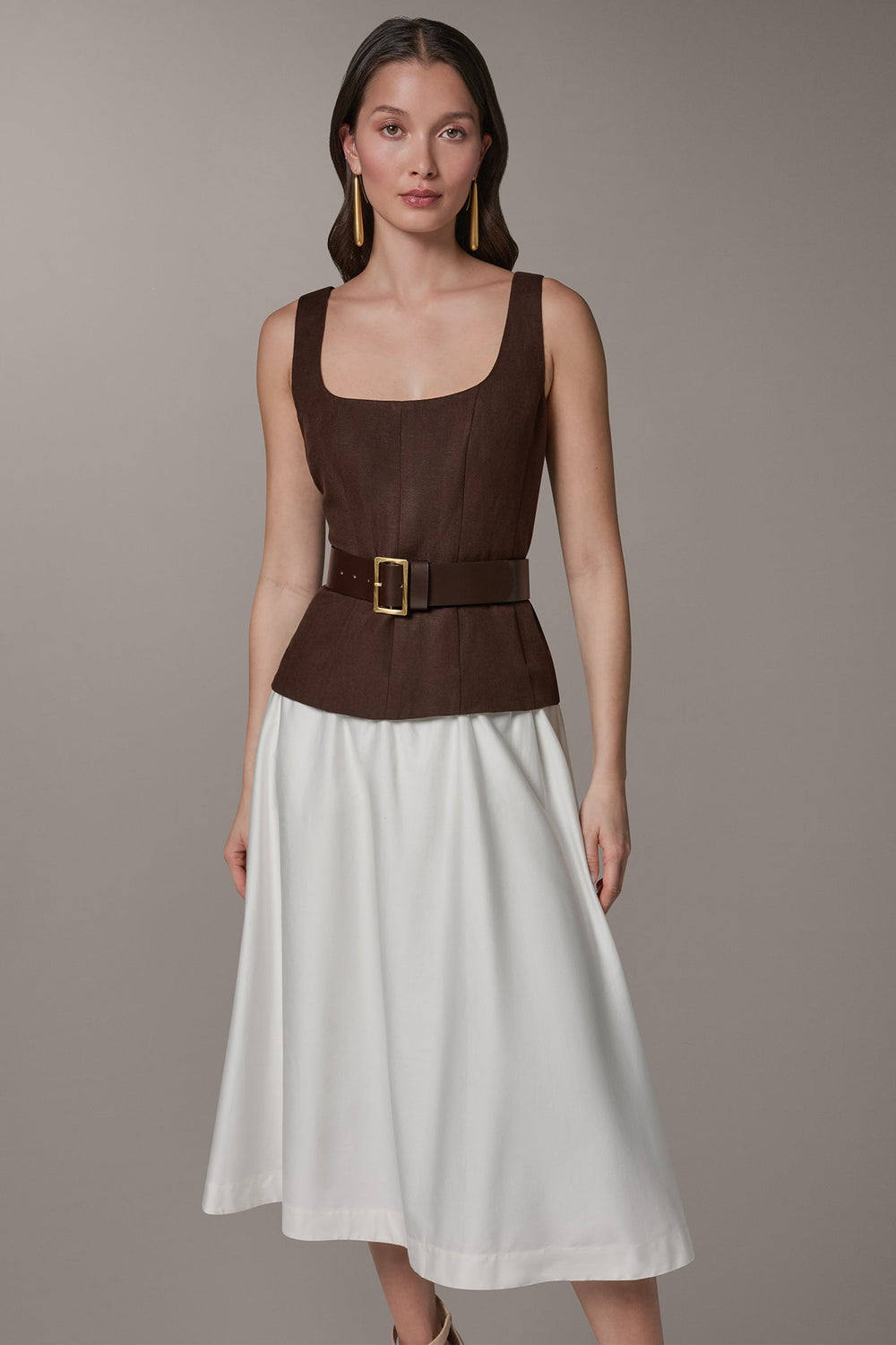 Donna Karan | SLEEVELESS MIDI FIT AND FLARE DRESS