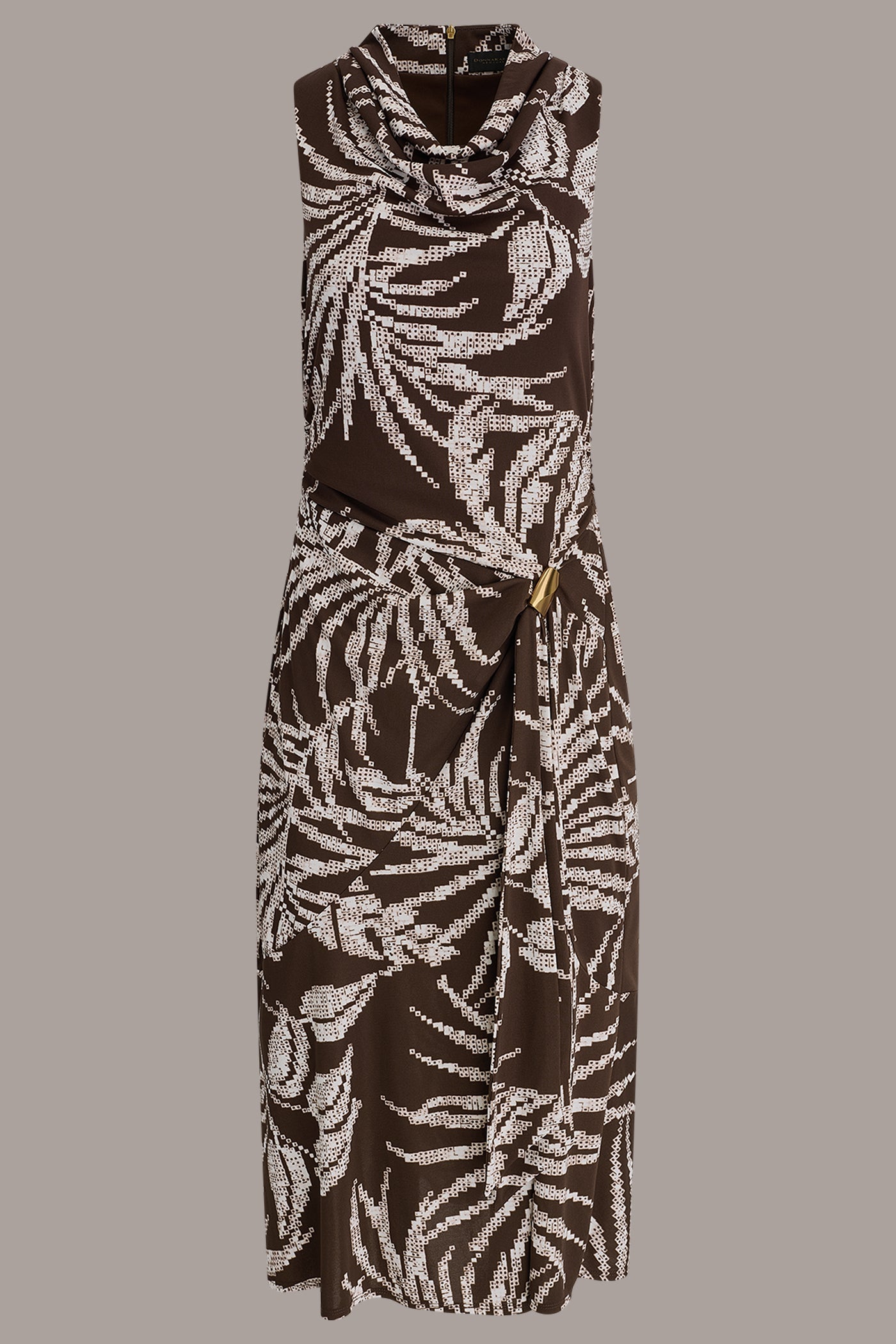 Donna Karan | FLORAL SLEEVELESS COWL NECK MIDI DRESS