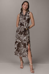 Donna Karan | FLORAL SLEEVELESS COWL NECK MIDI DRESS