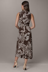 Donna Karan | FLORAL SLEEVELESS COWL NECK MIDI DRESS