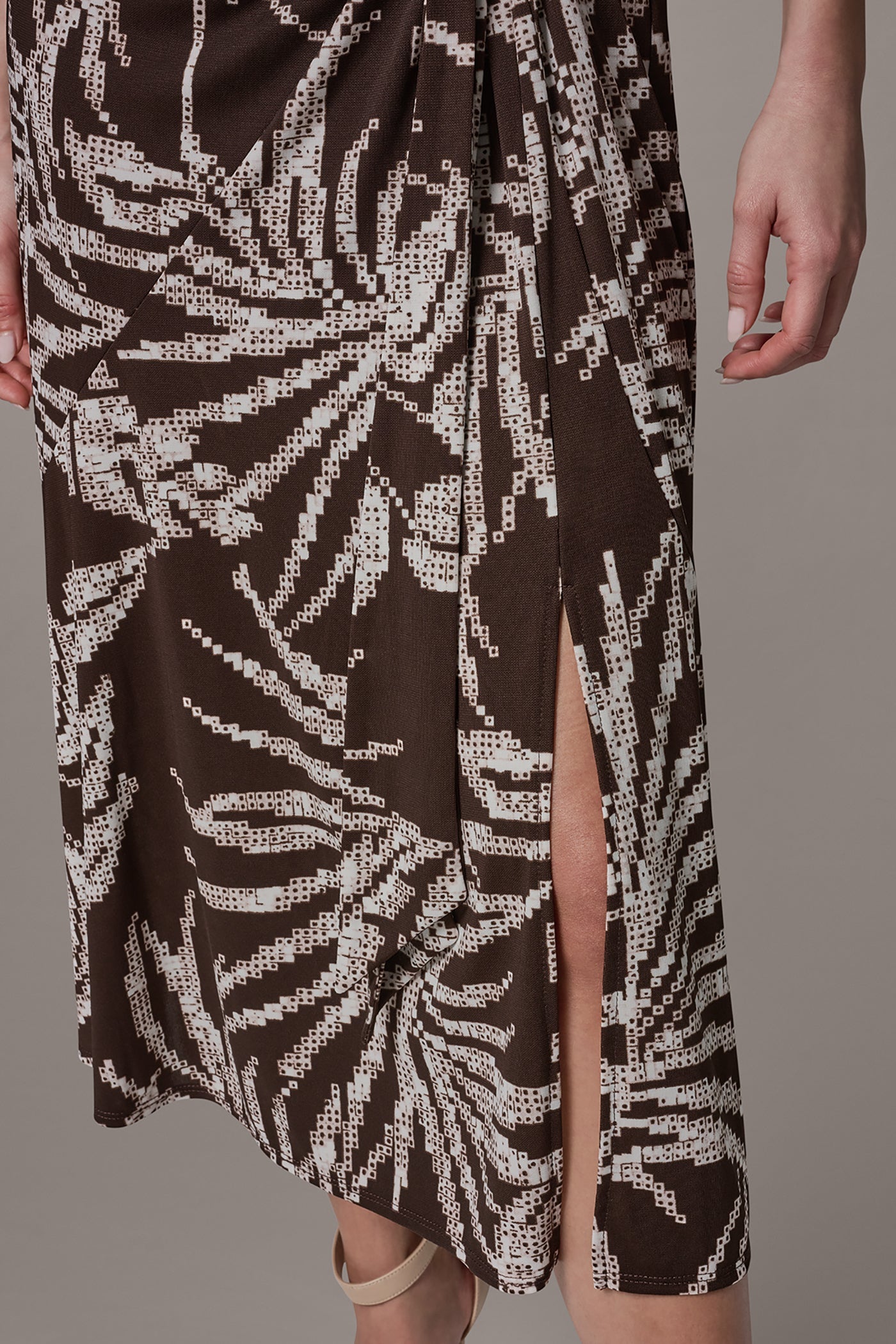 Donna Karan | FLORAL SLEEVELESS COWL NECK MIDI DRESS