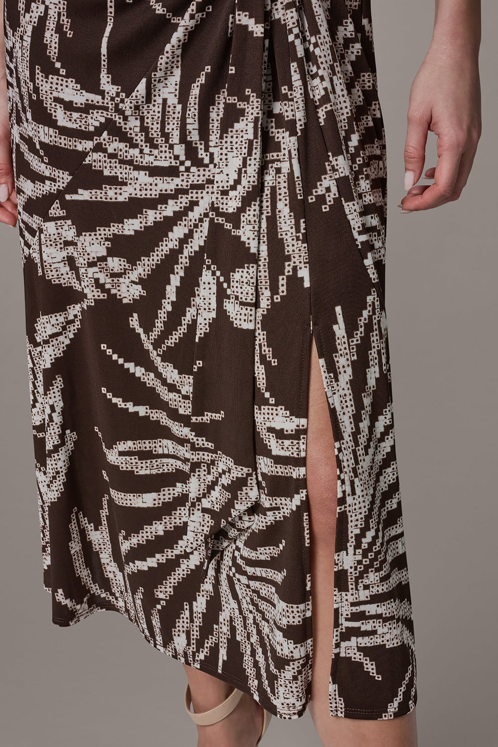 Donna Karan | FLORAL SLEEVELESS COWL NECK MIDI DRESS