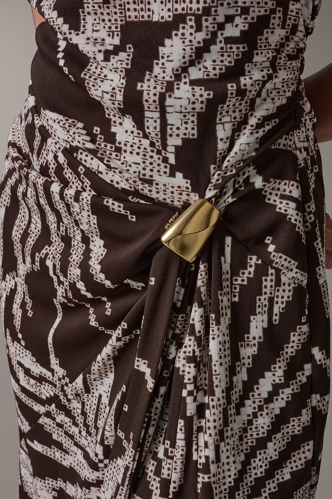 Donna Karan | FLORAL SLEEVELESS COWL NECK MIDI DRESS