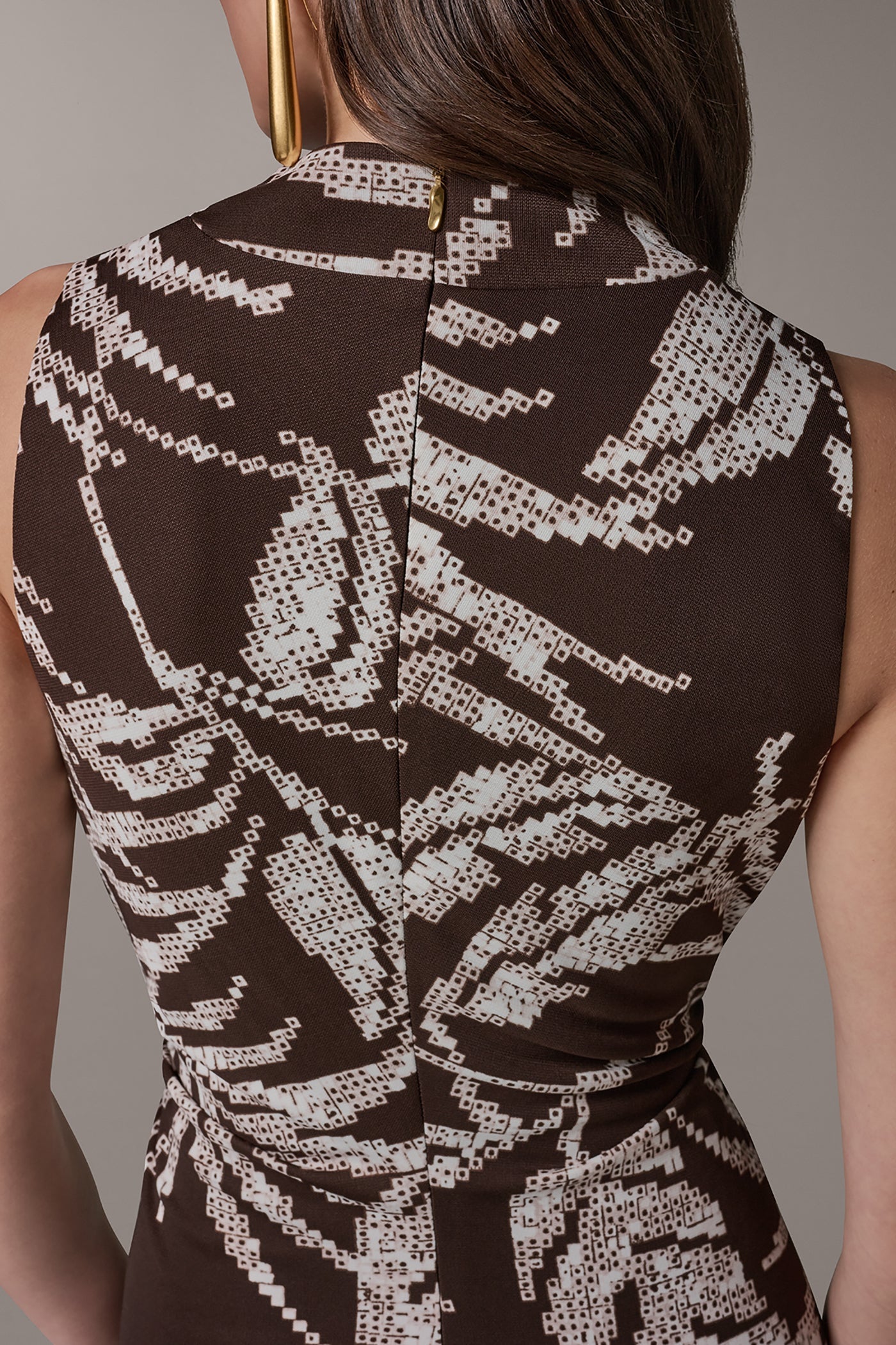 Donna Karan | FLORAL SLEEVELESS COWL NECK MIDI DRESS
