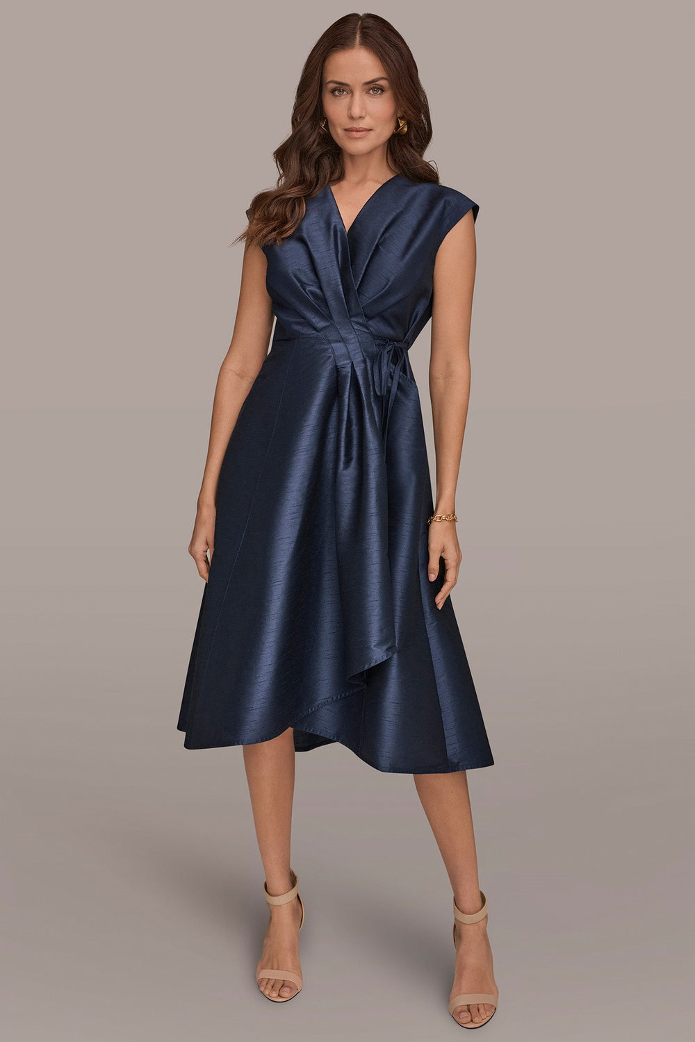Donna Karan | SLEEVELESS PLEATED MIDI WRAP DRESS