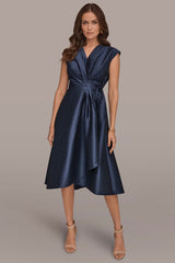 Donna Karan | SLEEVELESS PLEATED MIDI WRAP DRESS