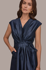 Donna Karan | SLEEVELESS PLEATED MIDI WRAP DRESS
