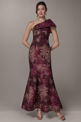 Donna Karan | ONE SHOULDER FLORAL TRUMPET GOWN