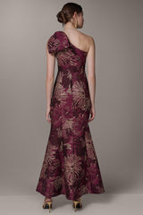 Donna Karan | ONE SHOULDER FLORAL TRUMPET GOWN