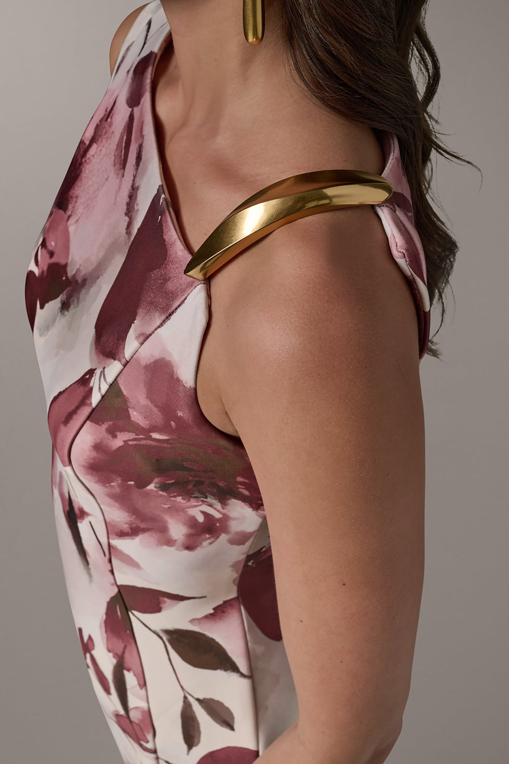 Donna Karan | SLEEVELESS ASYMMETRIC FLORAL MIDI SHEATH DRESS