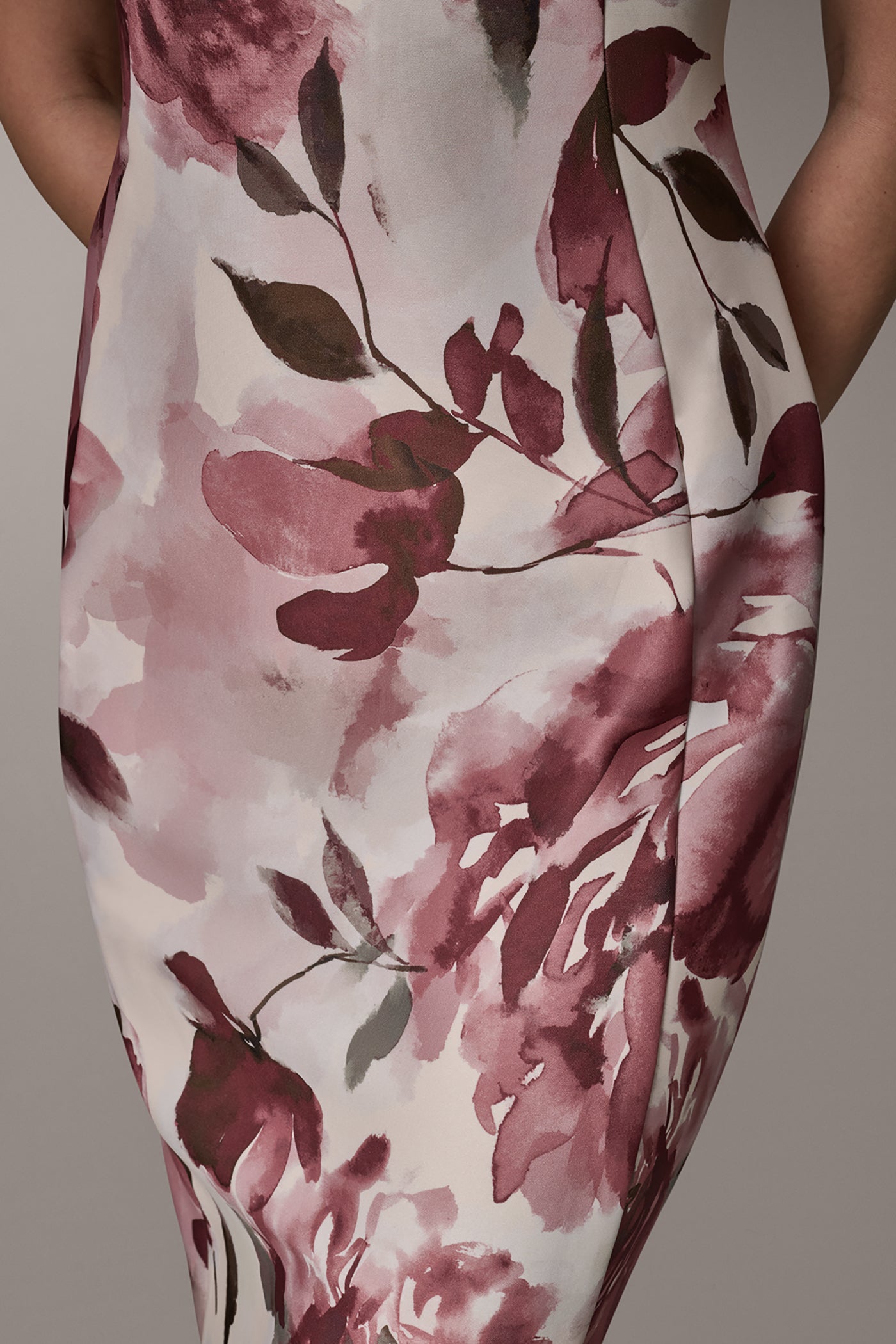 Donna Karan | SLEEVELESS ASYMMETRIC FLORAL MIDI SHEATH DRESS