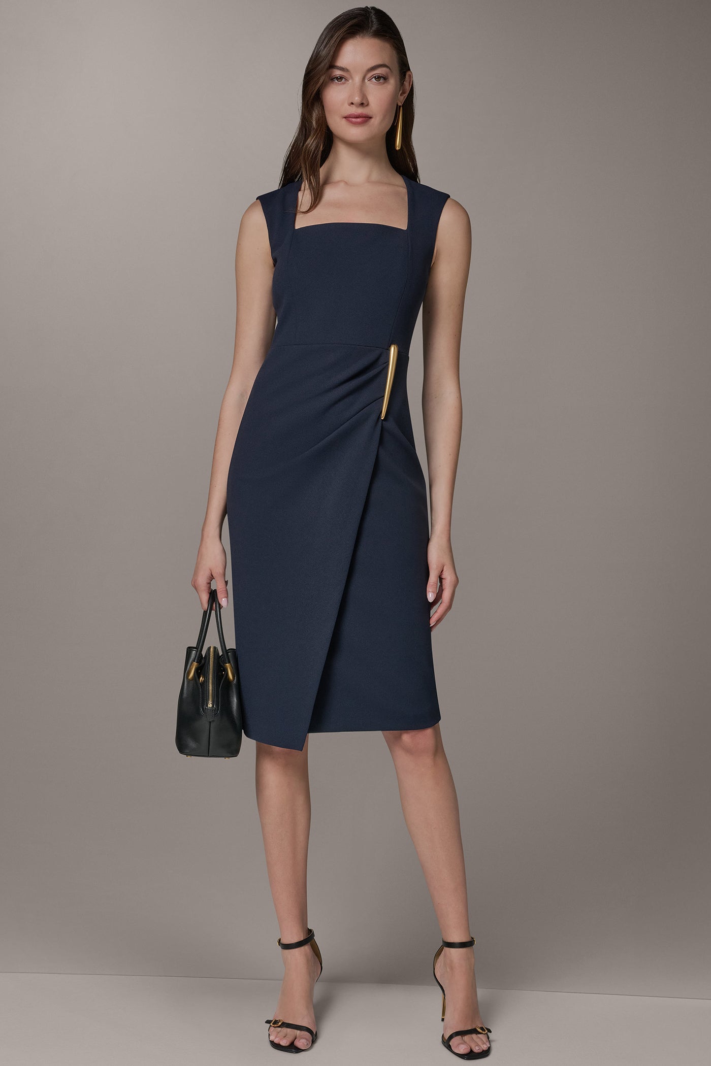 Donna Karan | SLEEVELESS WRAP-EFFECT MIDI DRESS