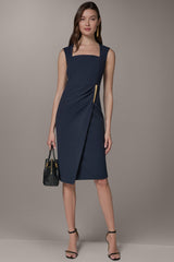 Donna Karan | SLEEVELESS WRAP-EFFECT MIDI DRESS