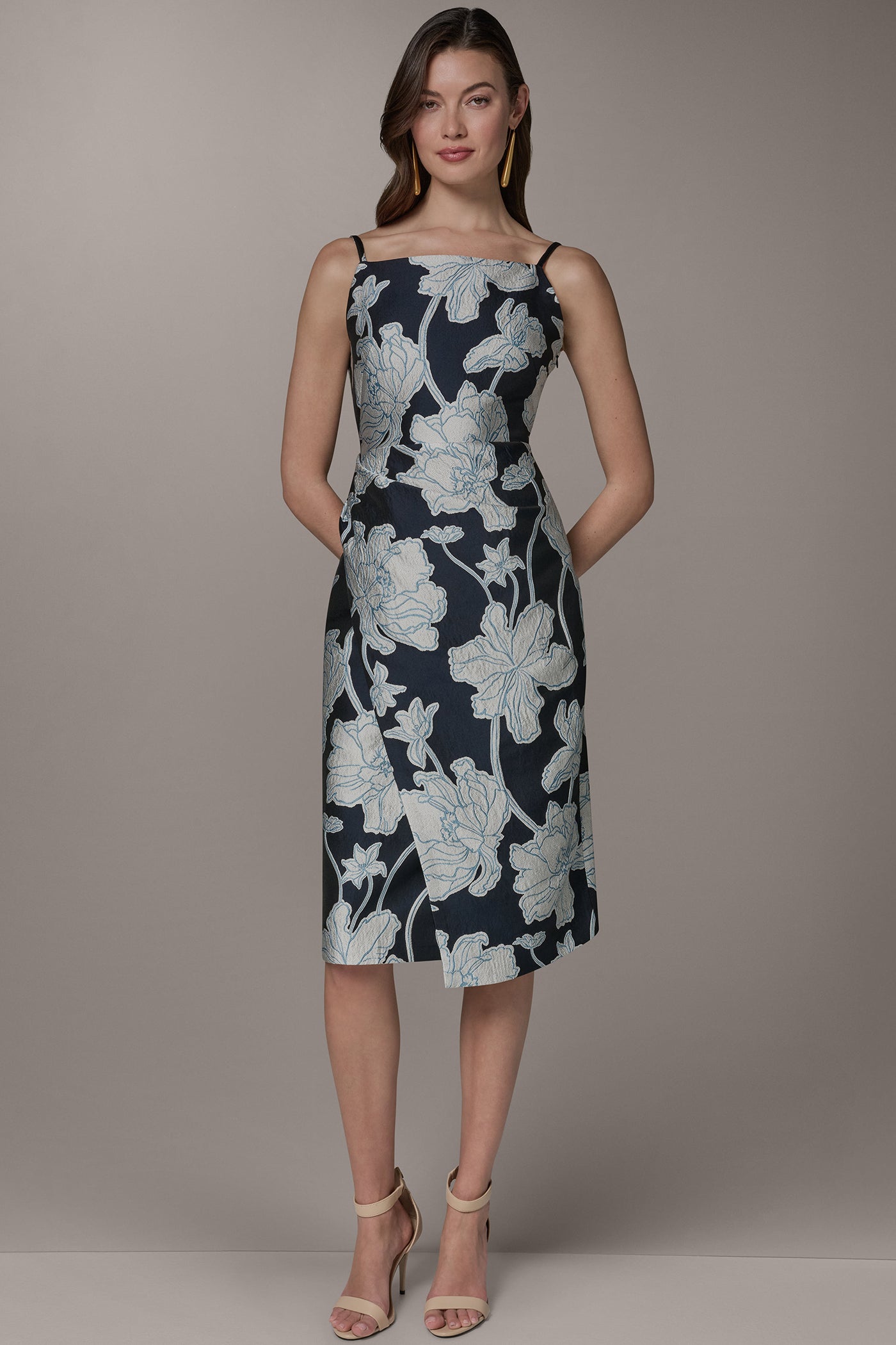 Donna Karan | SLEEVELESS FLORAL MIDI DRESS
