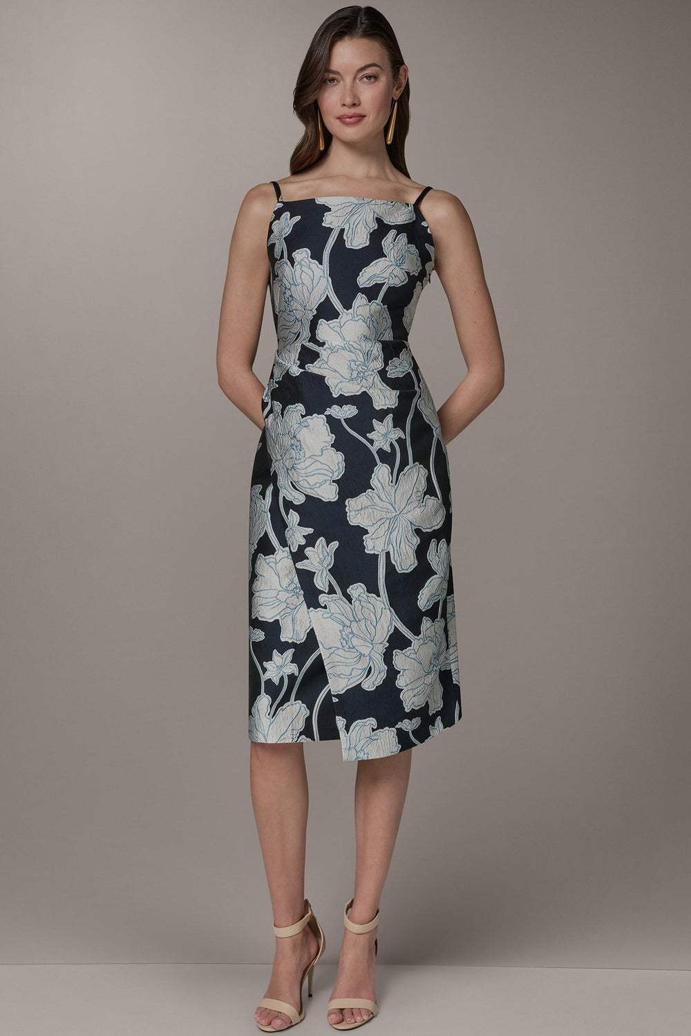 Donna Karan | SLEEVELESS FLORAL MIDI DRESS
