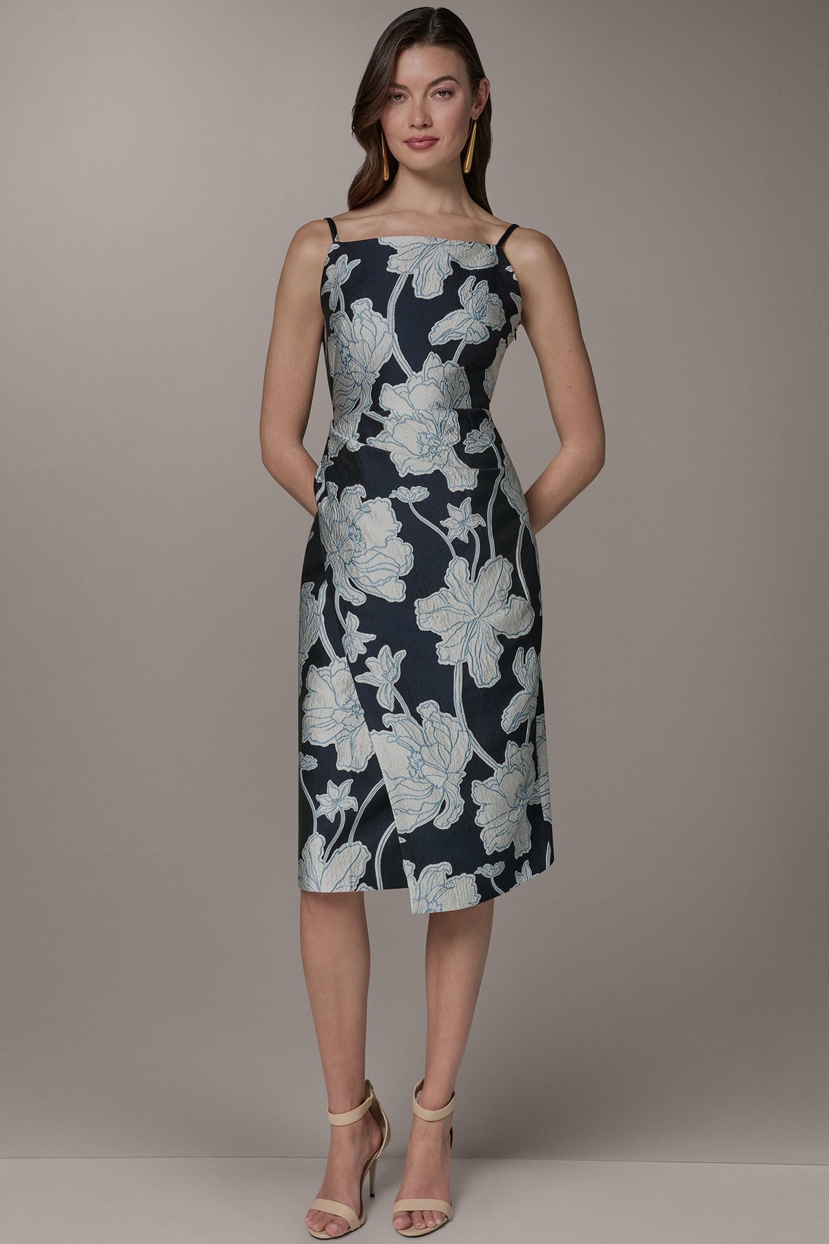 Donna Karan | SLEEVELESS FLORAL MIDI DRESS