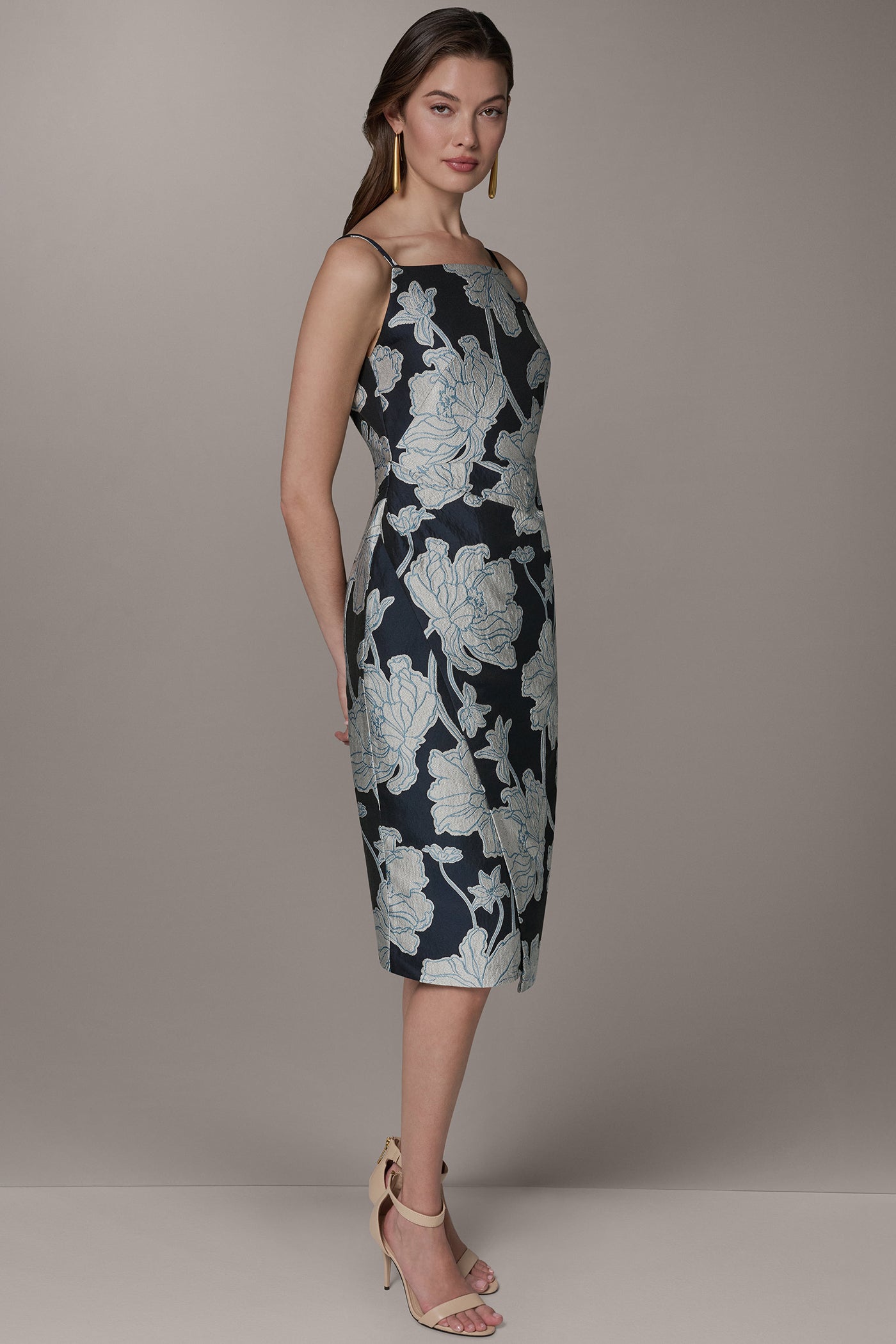 Donna Karan | SLEEVELESS FLORAL MIDI DRESS