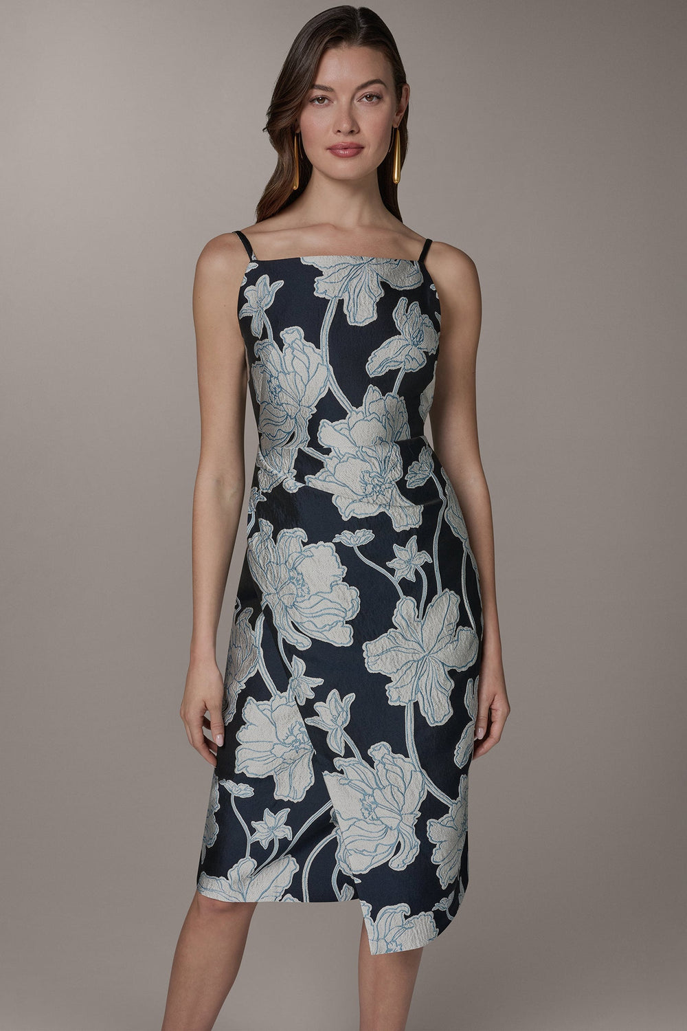 Donna Karan | SLEEVELESS FLORAL MIDI DRESS