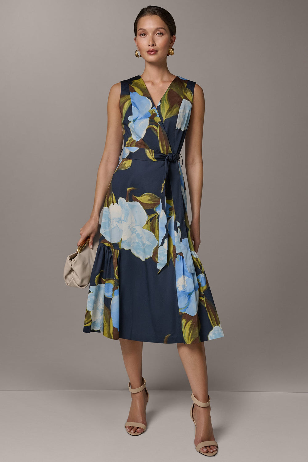 Donna Karan | SLEEVELESS WRAP-EFFECT MIDI DRESS