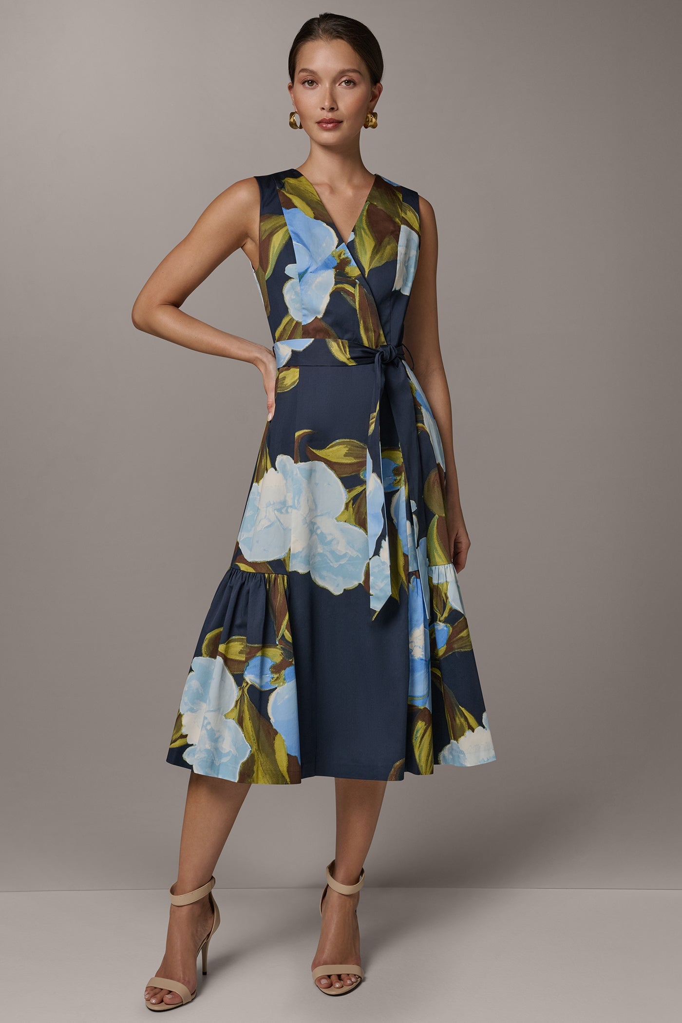 Donna Karan | SLEEVELESS WRAP-EFFECT MIDI DRESS