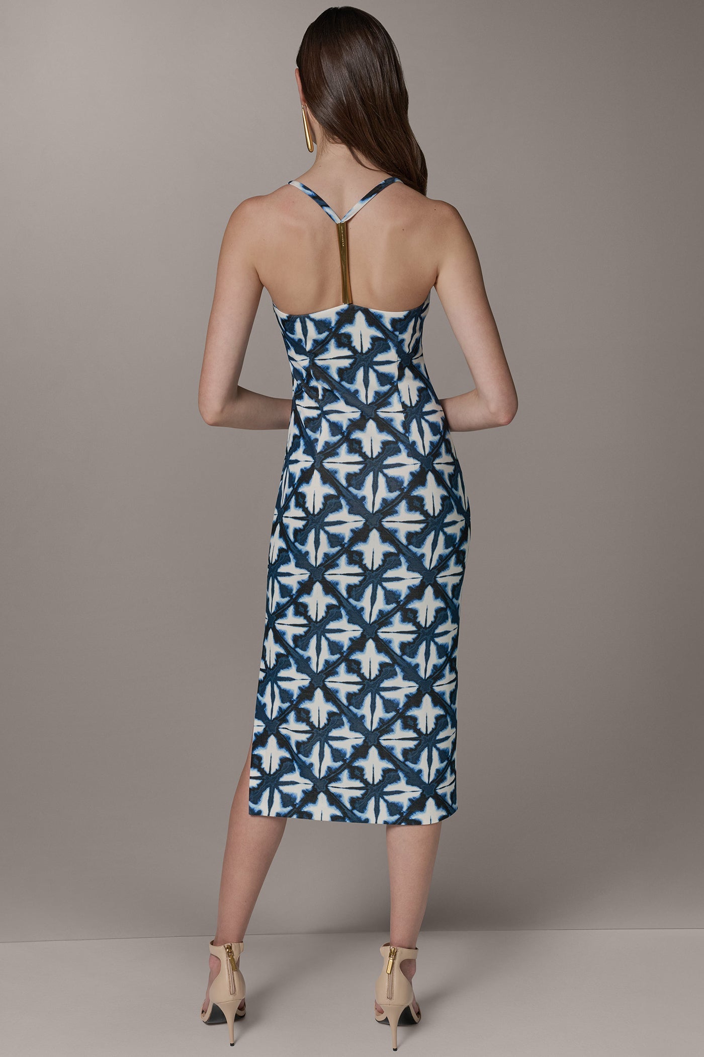 Donna Karan | SLEEVELESS MIDI HALTER DRESS