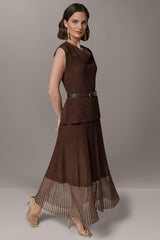 Donna Karan | SLEEVELESS COWL NECK MIDI SWEATER DRESS