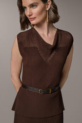 Donna Karan | SLEEVELESS COWL NECK MIDI SWEATER DRESS