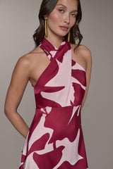 Donna Karan | SLEEVELESS HALTER NECK A-LINE DRESS