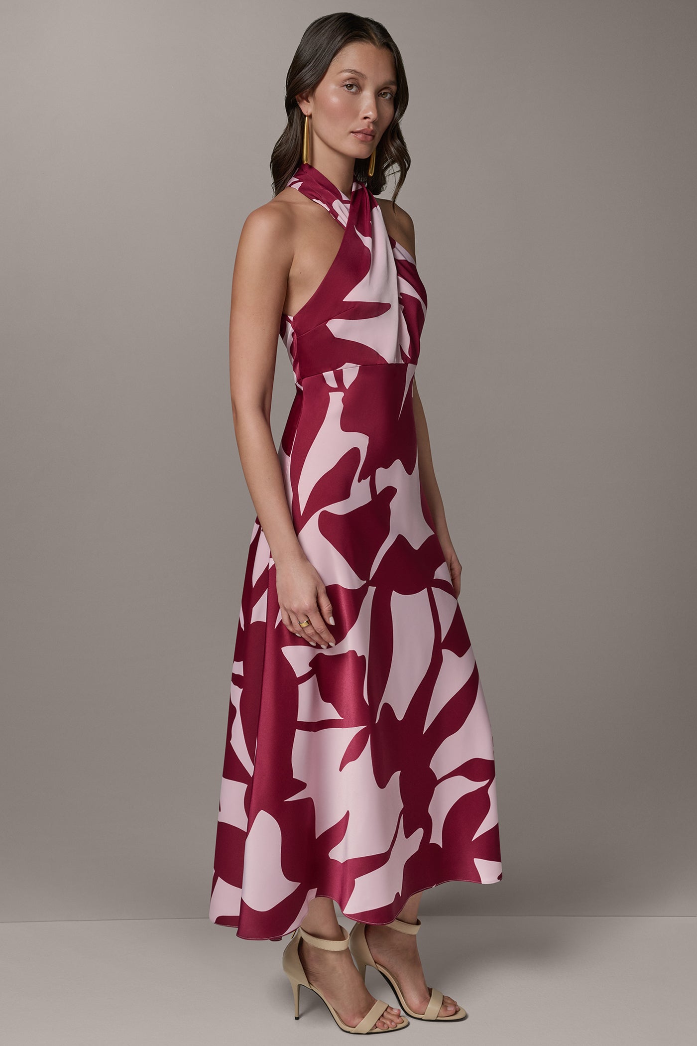 Donna Karan | SLEEVELESS HALTER NECK A-LINE DRESS