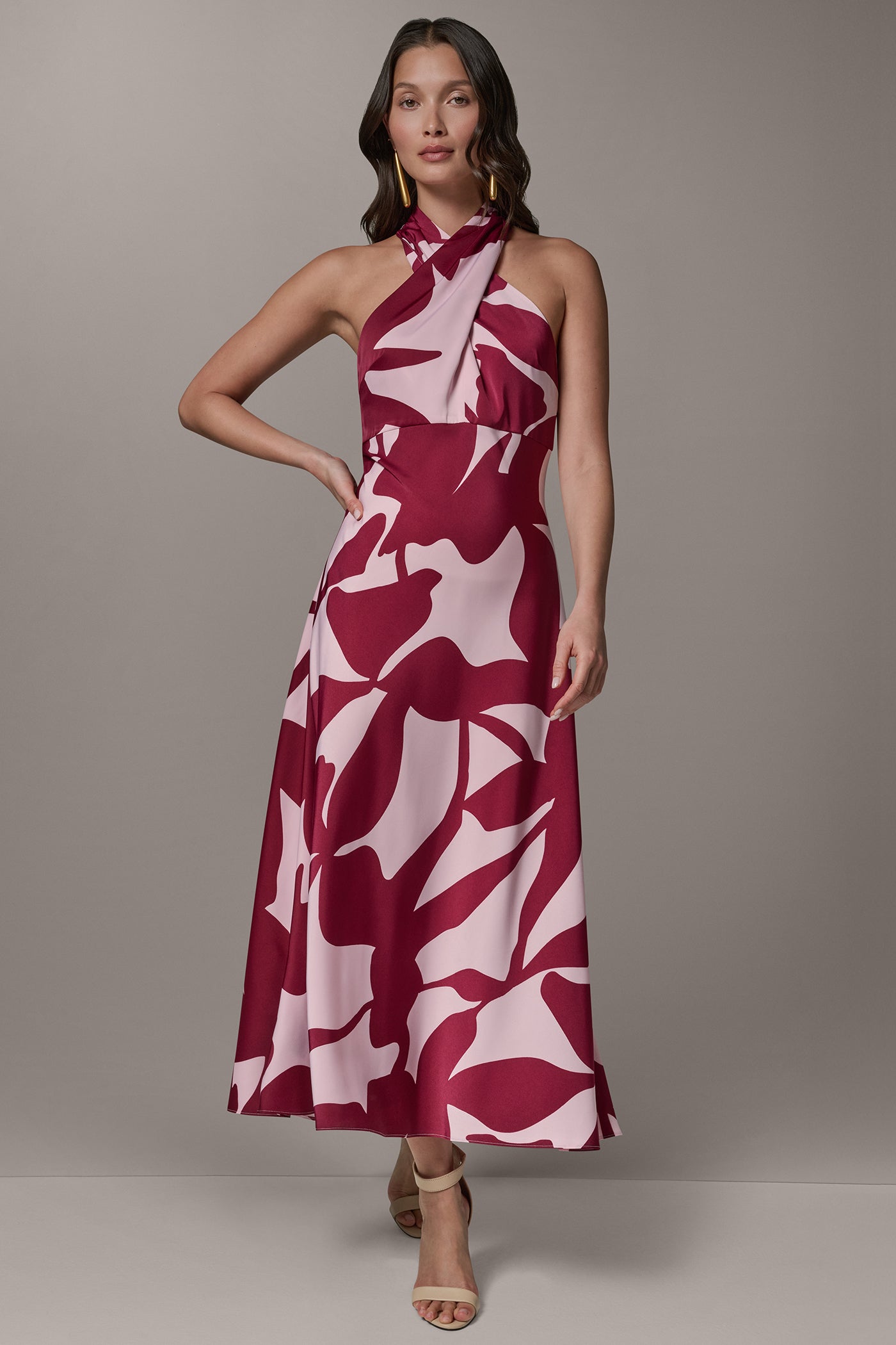 Donna Karan | SLEEVELESS HALTER NECK A-LINE DRESS